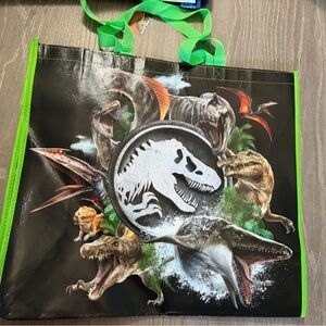 Dinosaur Graphic Tote Bag with Green Trim